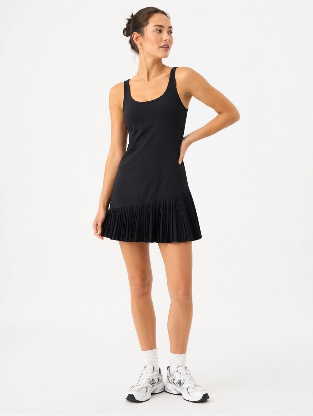 SPANX Yes, Pleats! Black Active Tennis Dress Built-In Shorts Pocket Small
